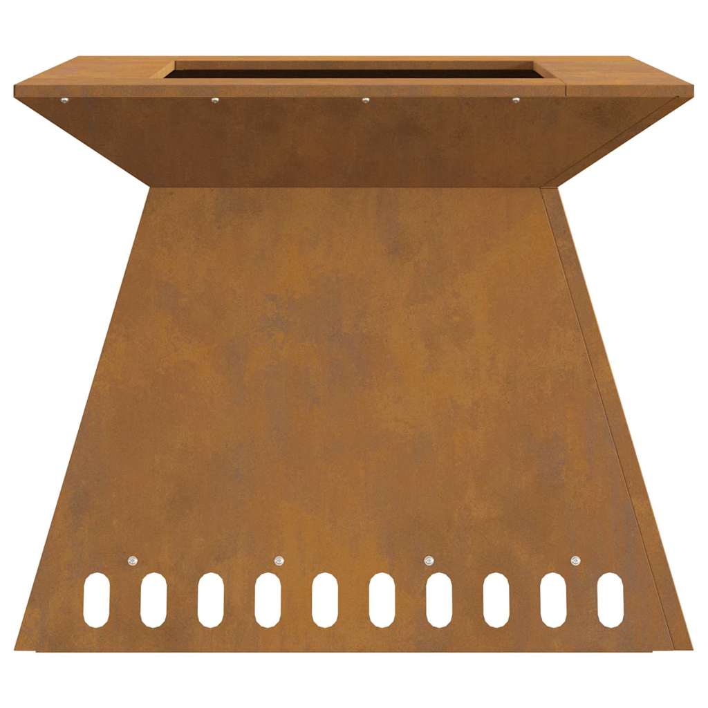 Fire Pit Brown 60 x 60 x 50 cm Weathering steel