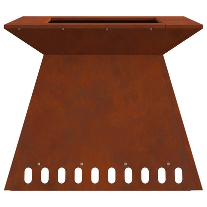 Fire Pit Brown 60 x 60 x 50 cm Weathering Steel