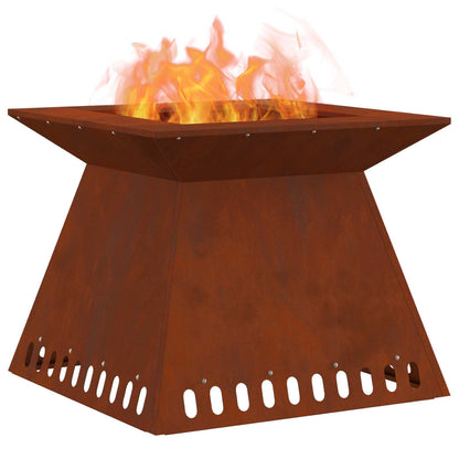 Fire Pit Brown 60 x 60 x 50 cm Weathering Steel