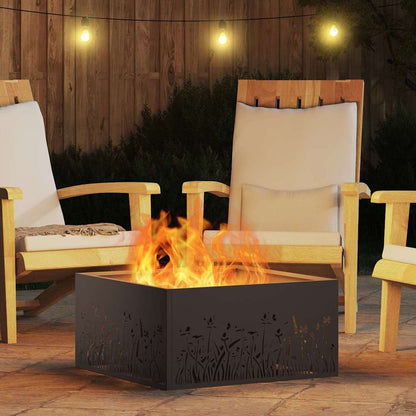 Fire Pit Black 60 x 60 x 30 cm Steel