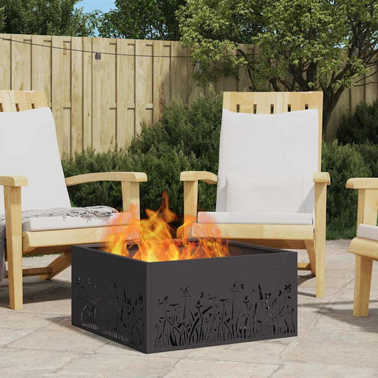Fire Pit Black 60 x 60 x 30 cm Steel