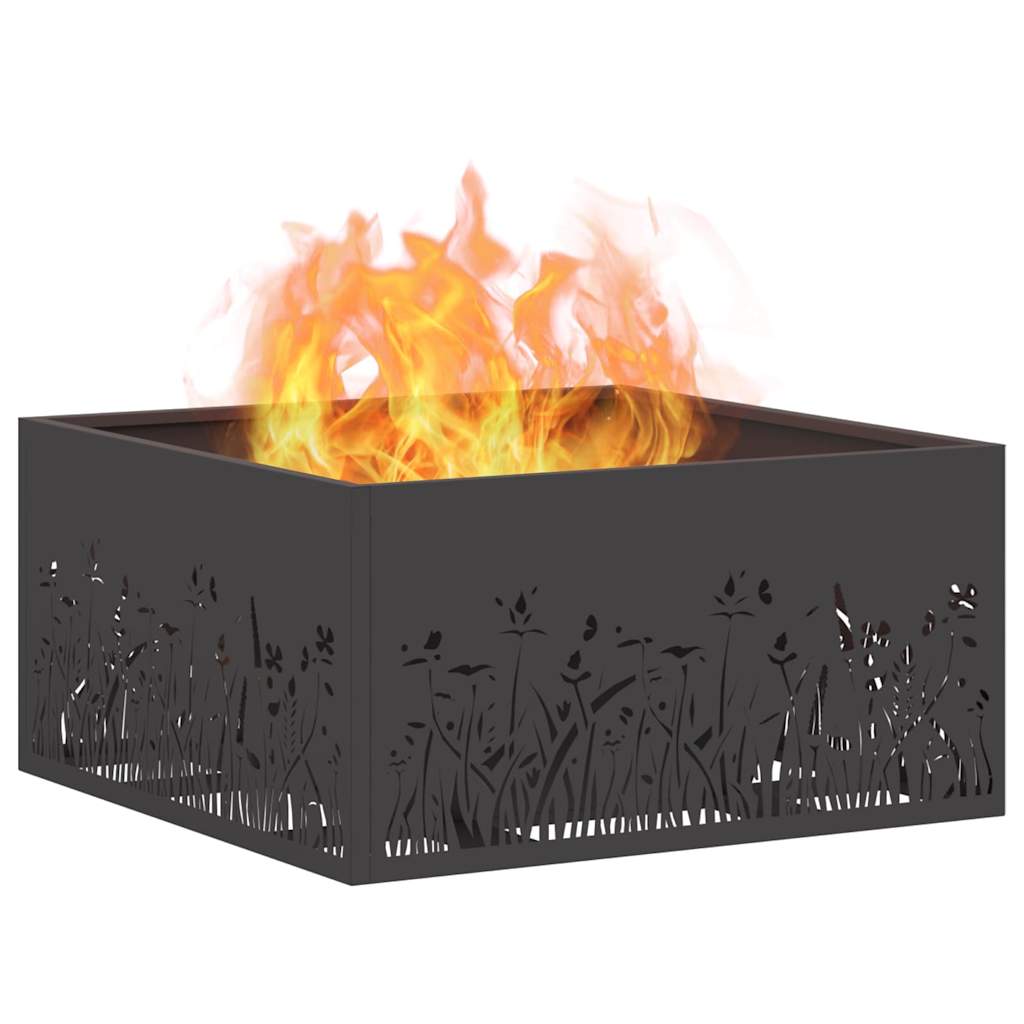 Fire Pit Black 60 x 60 x 30 cm Steel