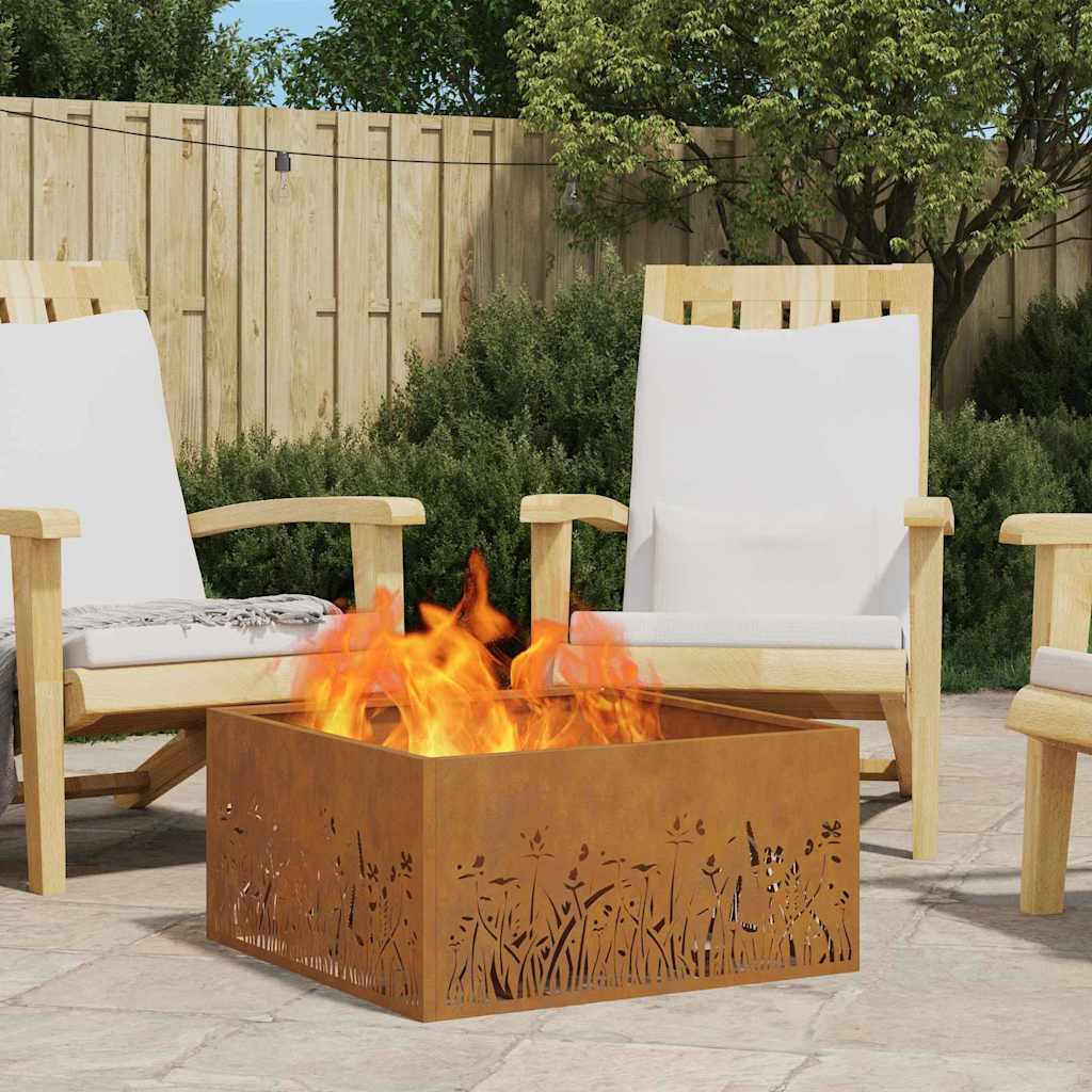 Fire Pit Brown 60 x 60 x 30 cm Steel