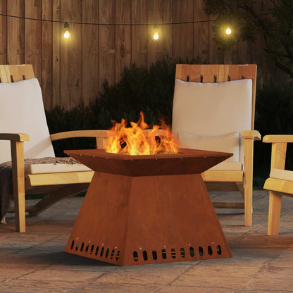 Fire Pit Brown 60 x 60 x 30 cm Weathering Steel