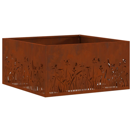 Fire Pit Brown 60 x 60 x 30 cm Weathering Steel