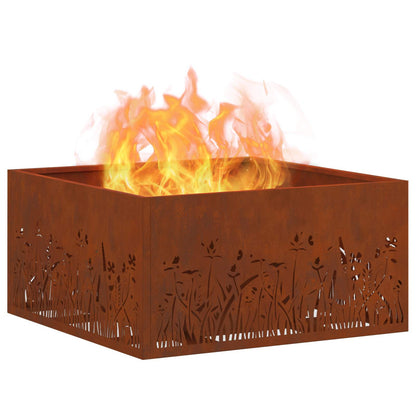 Fire Pit Brown 60 x 60 x 30 cm Weathering Steel