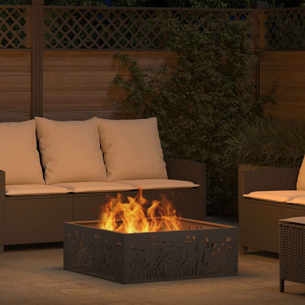 Fire Pit Black 80 x 80 x 30 cm Steel