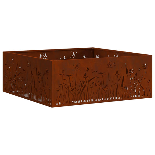 Fire Pit Brown 80 x 80 x 30 cm Weathering Steel