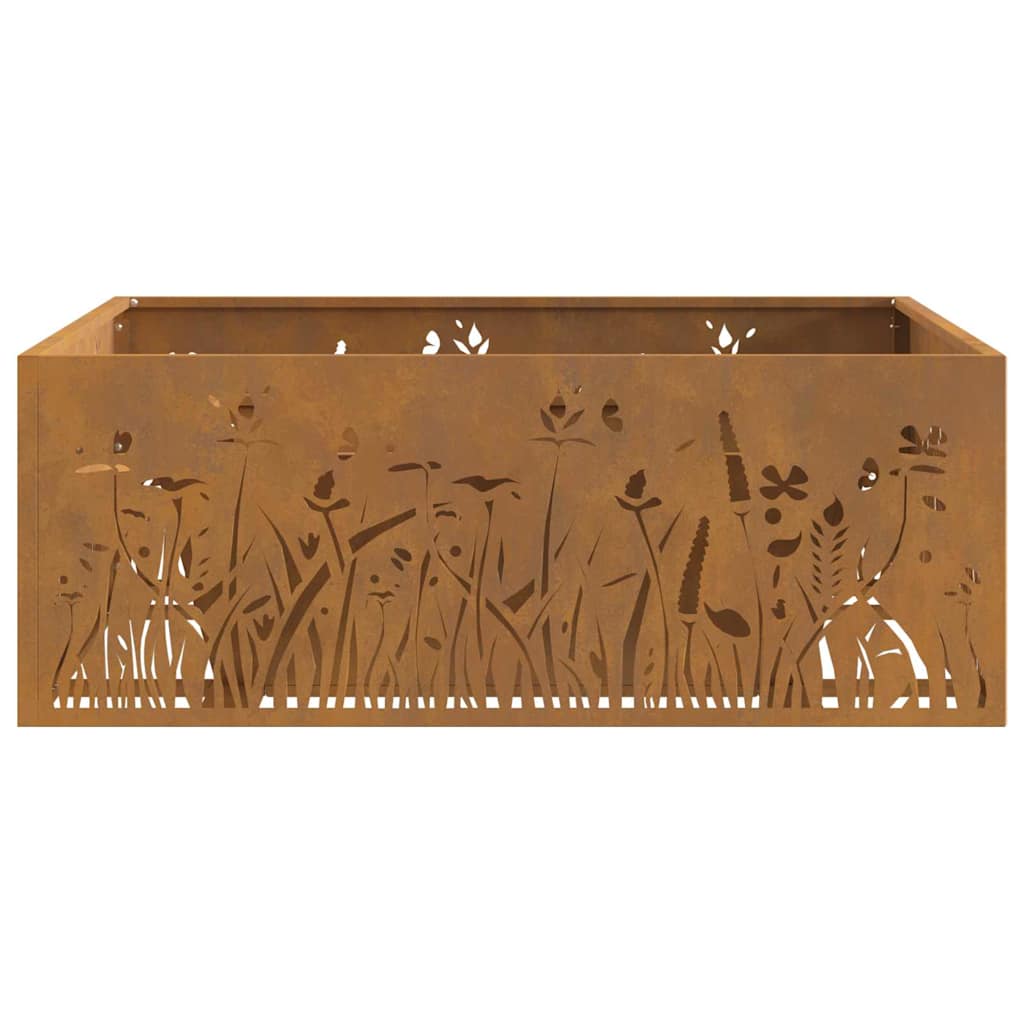 Fire Pit Brown 80 x 80 x 30 cm Weathering steel