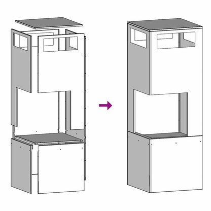 Fire Pit Black 35 x 35 x 100 cm Steel