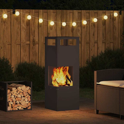Fire Pit Black 35 x 35 x 100 cm Steel