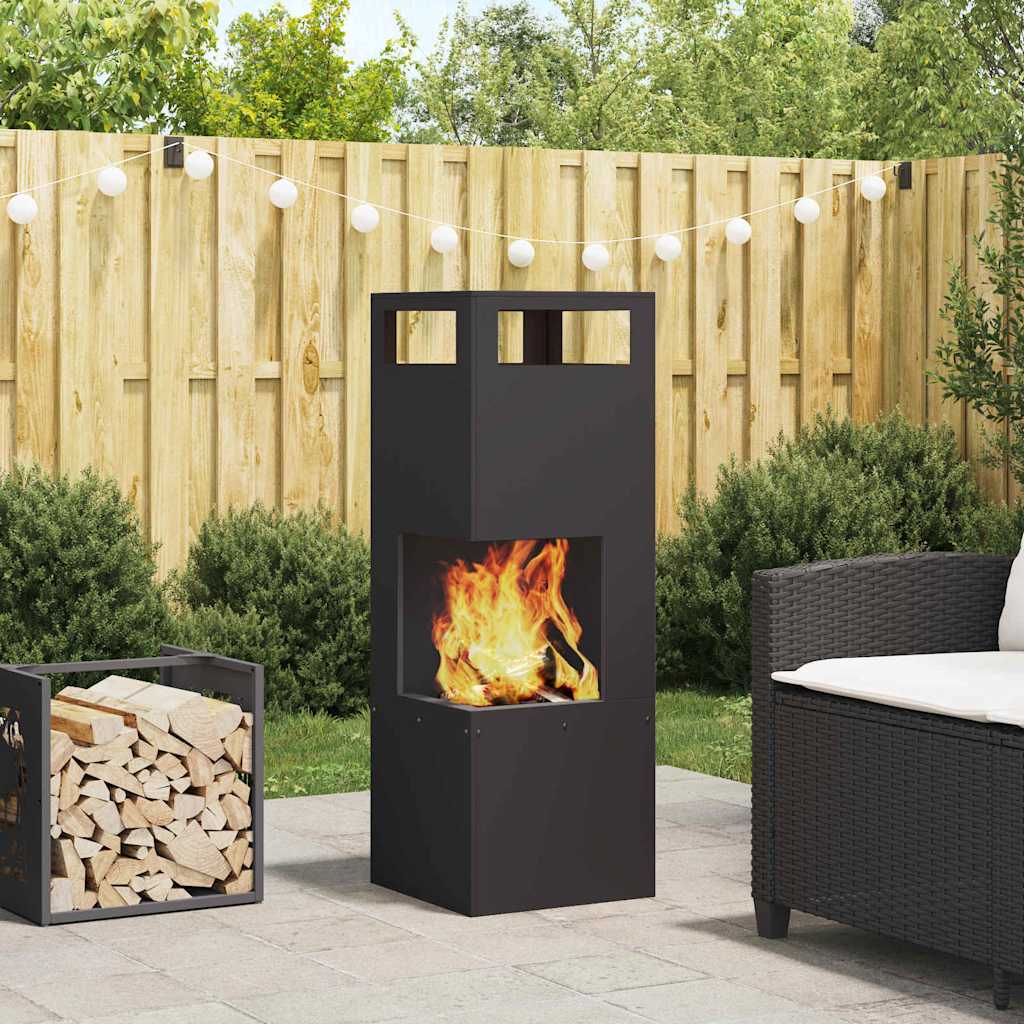 Fire Pit Black 35 x 35 x 100 cm Steel