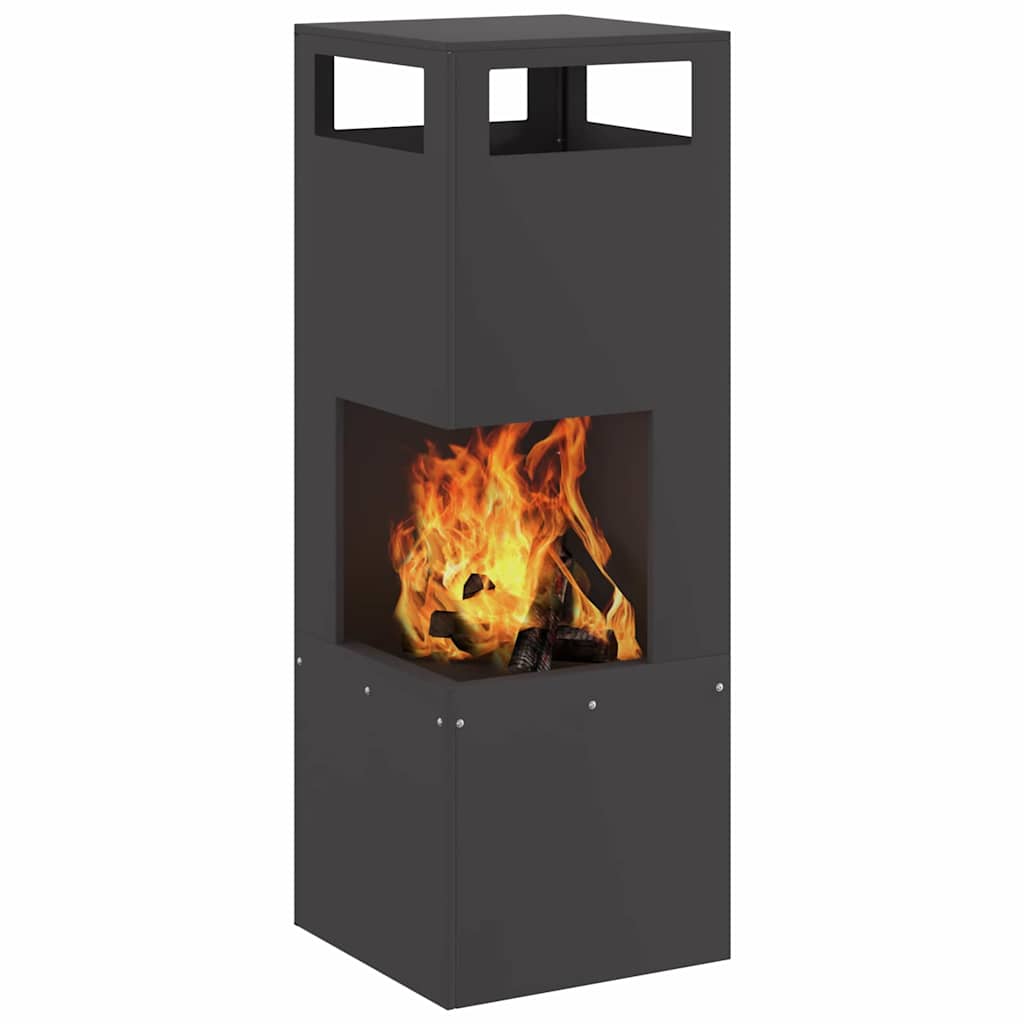 Fire Pit Black 35 x 35 x 100 cm Steel