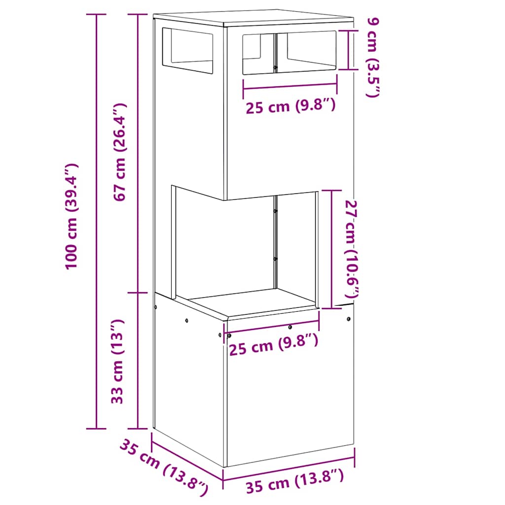 Fire Pit Black 35 x 35 x 100 cm Steel