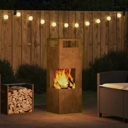 Fire Pit Brown 35 x 35 x 100 cm Steel