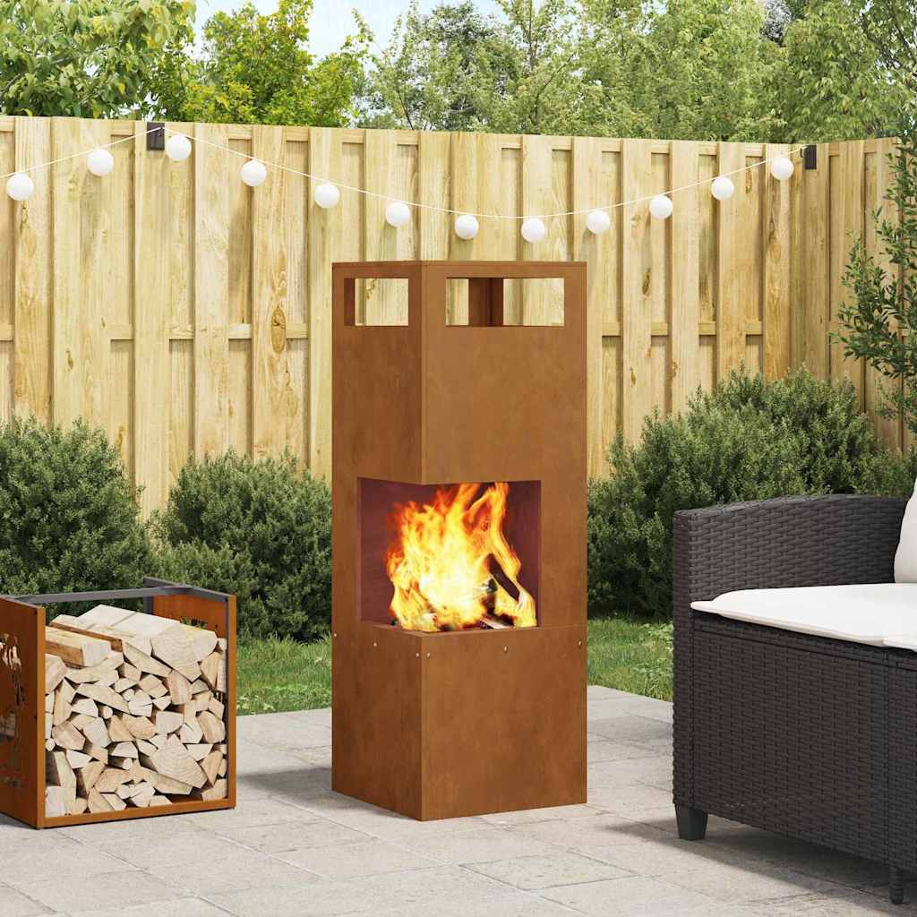 Fire Pit Brown 35 x 35 x 100 cm Steel