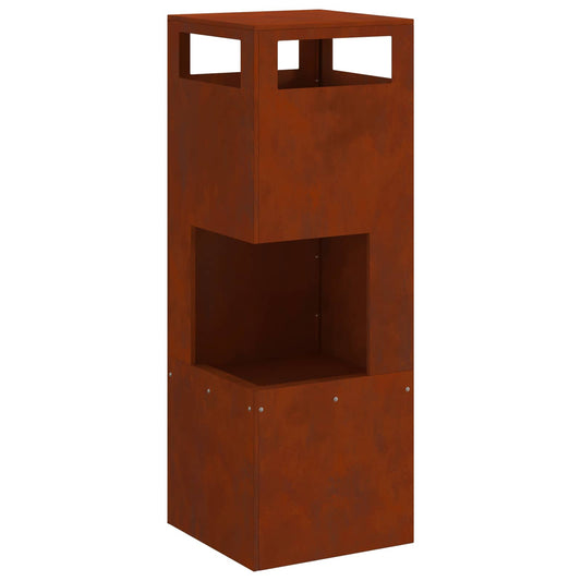 Fire Pit Brown 35 x 35 x 100 cm Weathering Steel