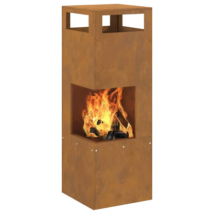 Fire Pit Brown 35 x 35 x 100 cm Steel