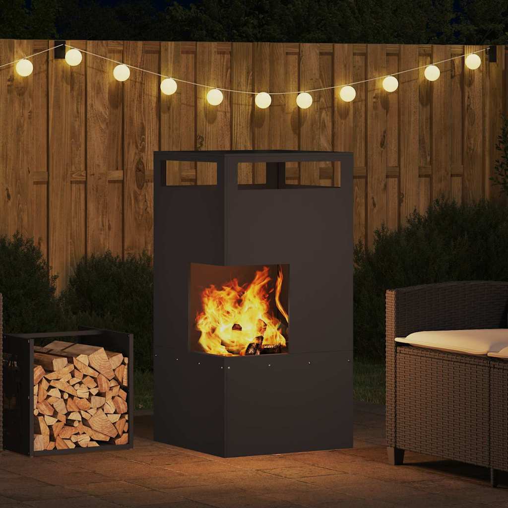 Fire Pit Black 50 x 50 x 100 cm Steel