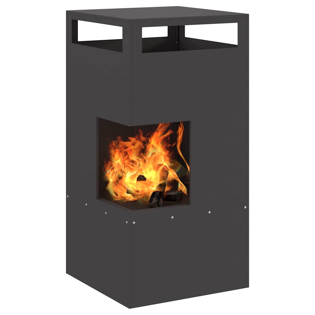 Fire Pit Black 50 x 50 x 100 cm Steel