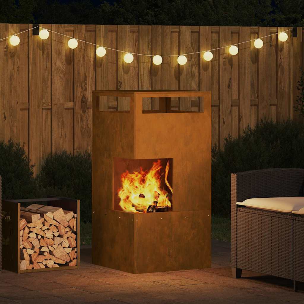 Fire Pit Brown 50 x 50 x 100 cm Steel