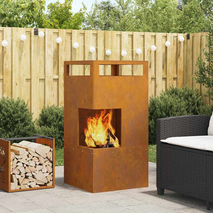 Fire Pit Brown 50 x 50 x 100 cm Steel