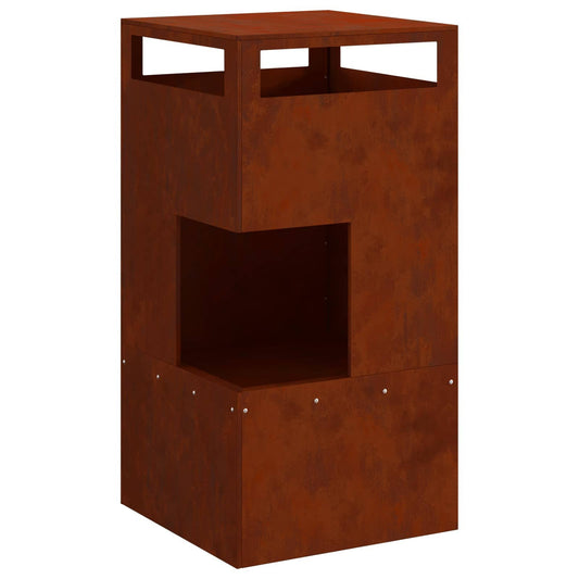 Fire Pit Brown 50 x 50 x 100 cm Weathering Steel