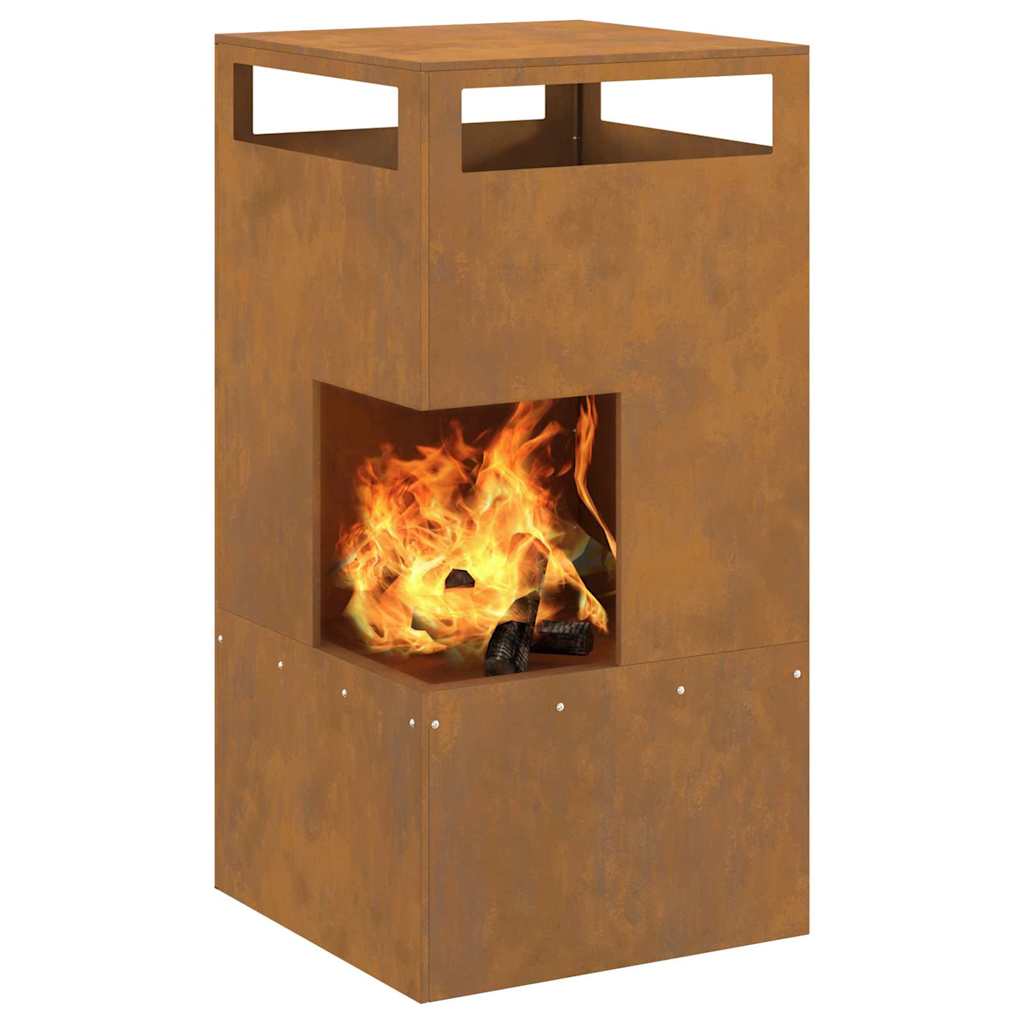 Fire Pit Brown 50 x 50 x 100 cm Steel