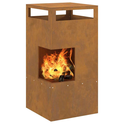 Fire Pit Brown 50 x 50 x 100 cm Steel