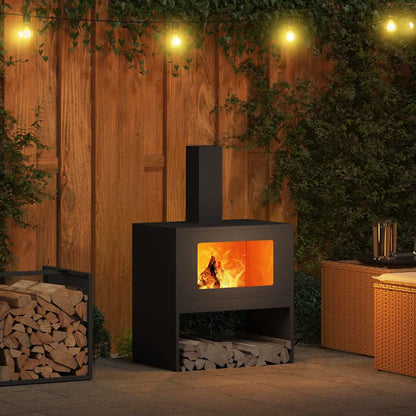 Fire Pit Black 60 x 40 x 96 cm Steel