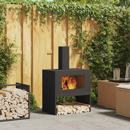 Fire Pit Black 60 x 40 x 96 cm Steel