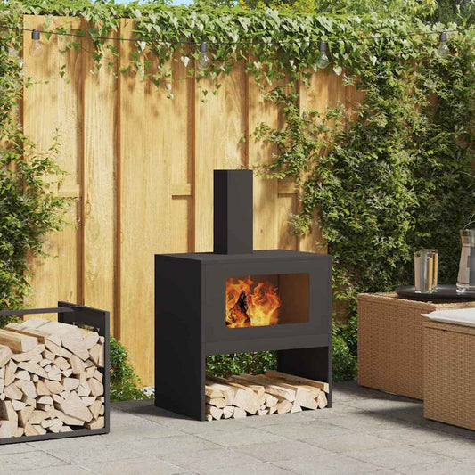 Fire Pit Black 60 x 40 x 96 cm Steel