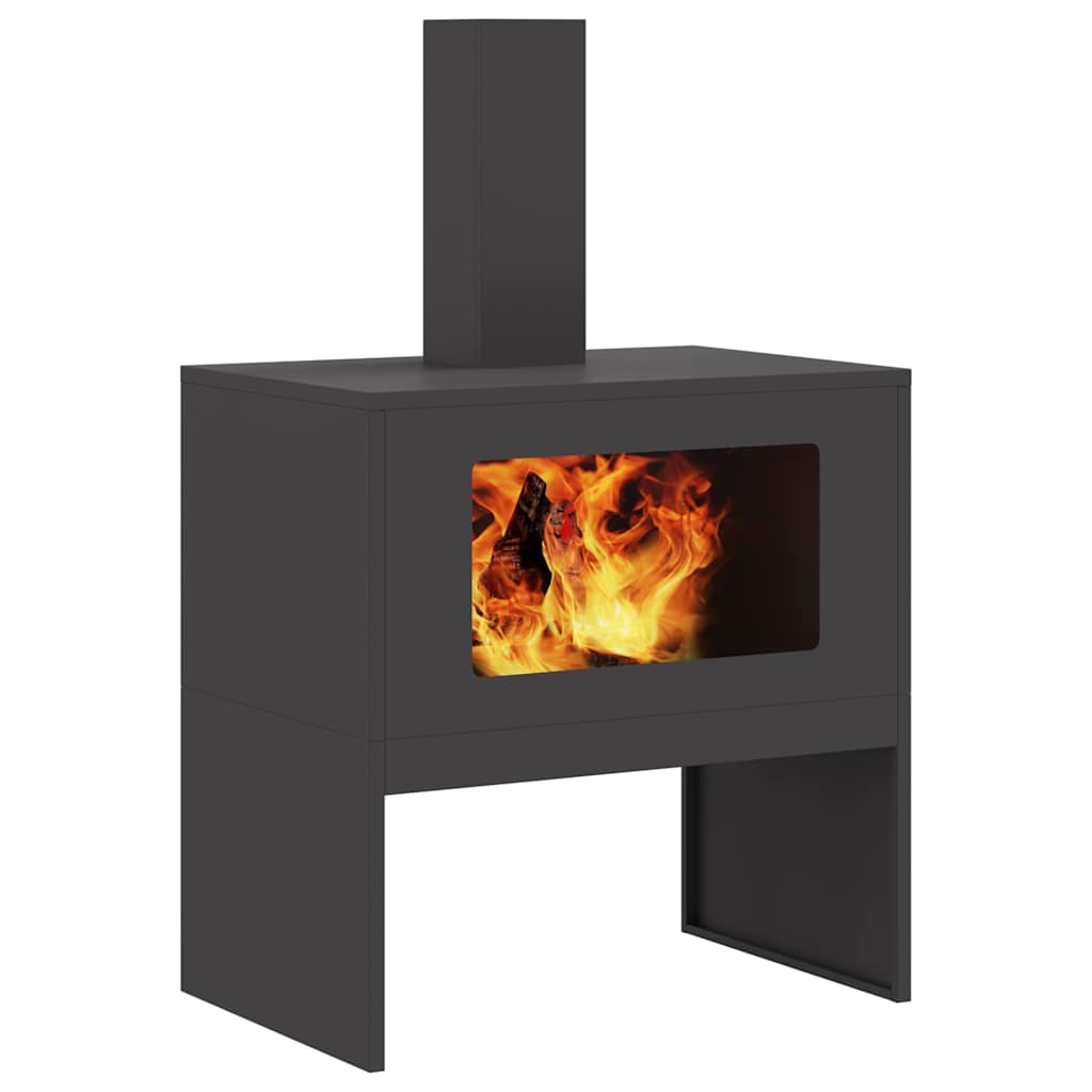 Fire Pit Black 60 x 40 x 96 cm Steel