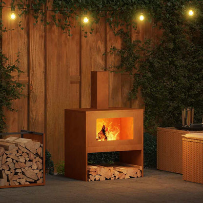 Fire Pit Brown 60 x 40 x 96 cm Steel