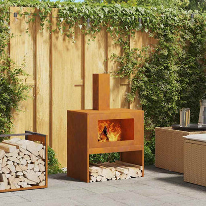 Fire Pit Brown 60 x 40 x 96 cm Steel