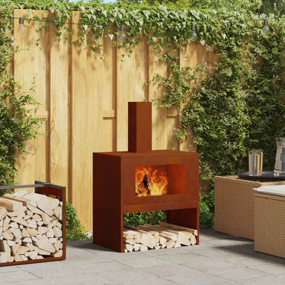 Fire Pit Brown 60 x 40 x 96 cm Weathering Steel
