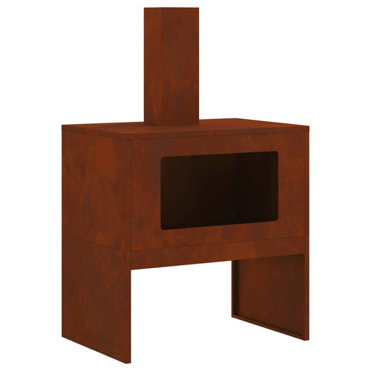 Fire Pit Brown 60 x 40 x 96 cm Weathering Steel