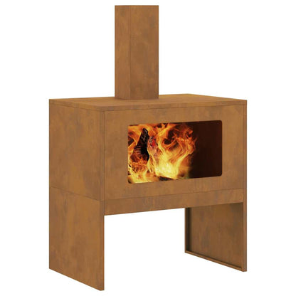 Fire Pit Brown 60 x 40 x 96 cm Steel