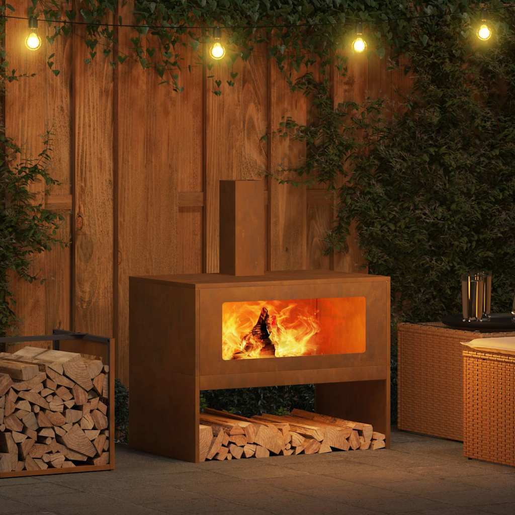 Fire Pit Brown 80 x 50 x 96 cm Steel