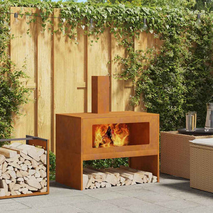 Fire Pit Brown 80 x 50 x 96 cm Steel
