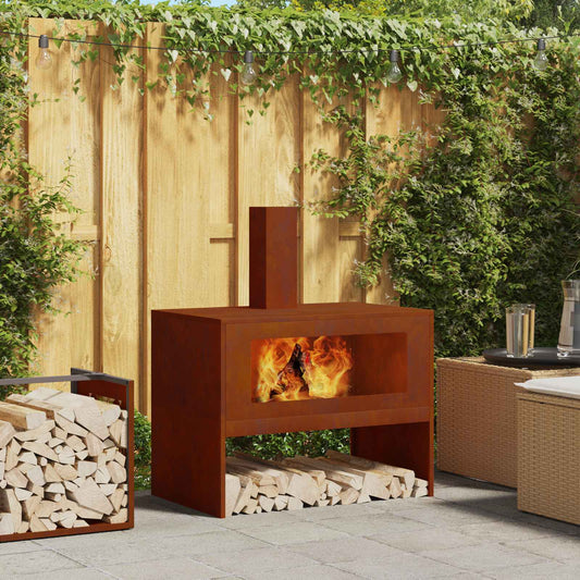 Fire Pit Brown 80 x 50 x 96 cm Weathering Steel