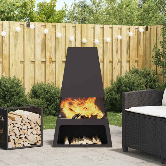 Fire Pit Black 60 x 35 x 100 cm Steel