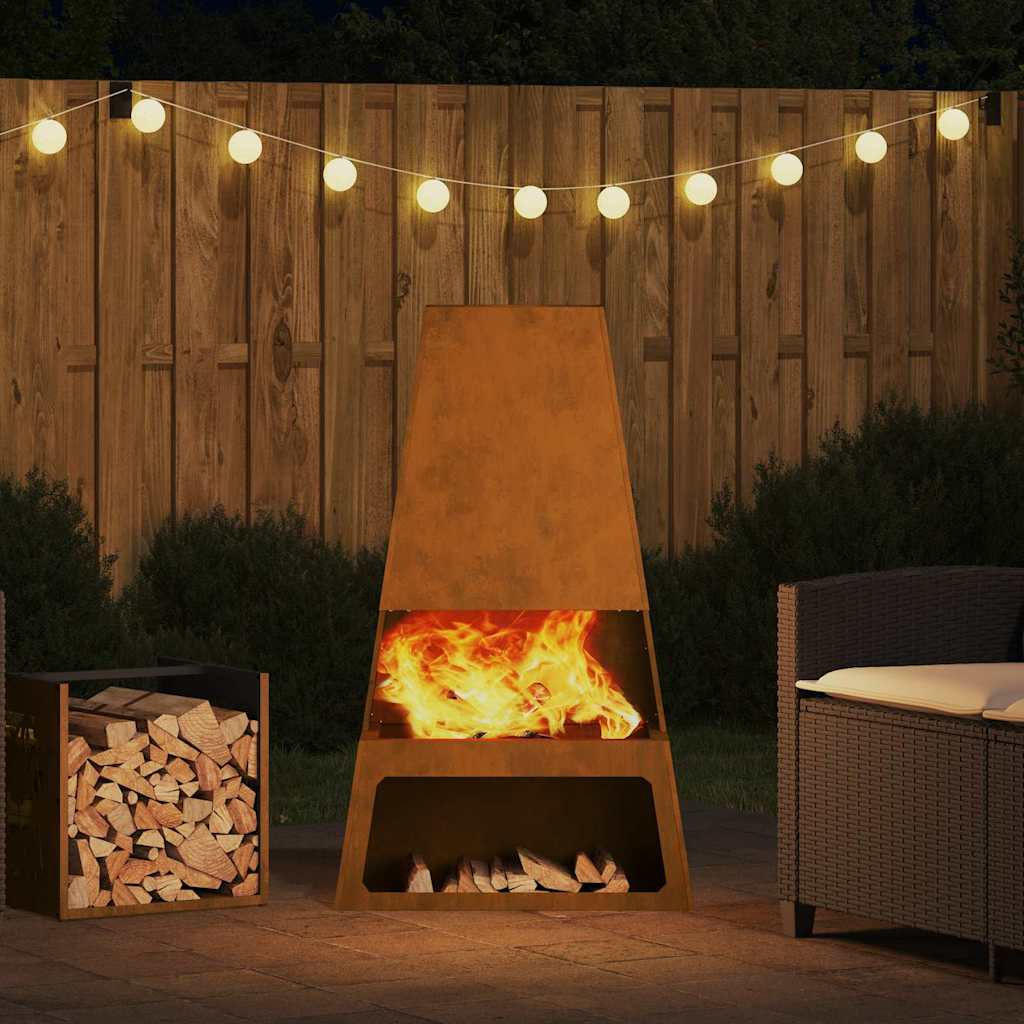 Fire Pit Brown 60 x 35 x 100 cm Steel