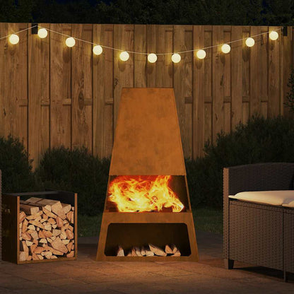 Fire Pit Brown 60 x 35 x 100 cm Steel