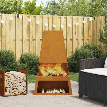 Fire Pit Brown 60 x 35 x 100 cm Steel
