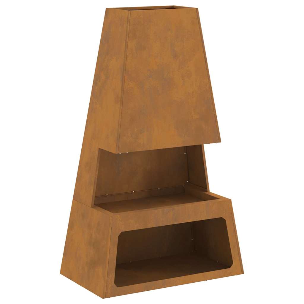 Fire Pit Brown 60 x 35 x 100 cm Steel