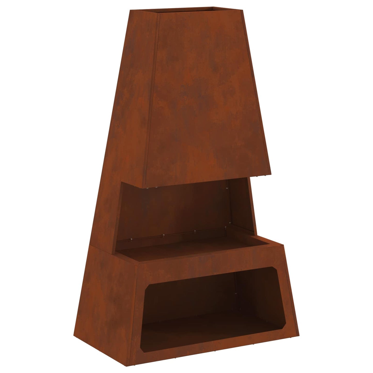 Fire Pit Brown 60 x 35 x 100 cm Weathering Steel