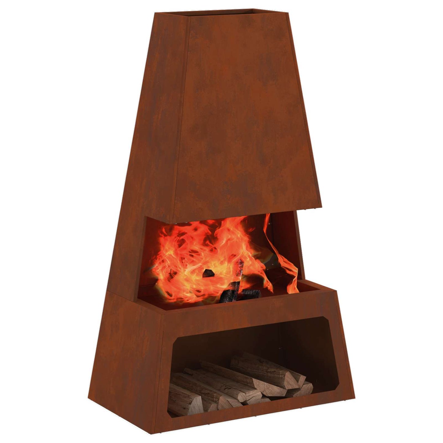 Fire Pit Brown 60 x 35 x 100 cm Weathering Steel