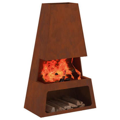 Fire Pit Brown 60 x 35 x 100 cm Weathering Steel
