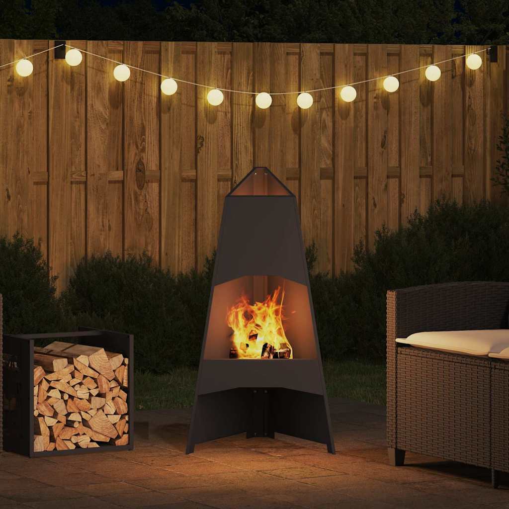 Fire Pit Black 50 x 50 x 95 cm Steel